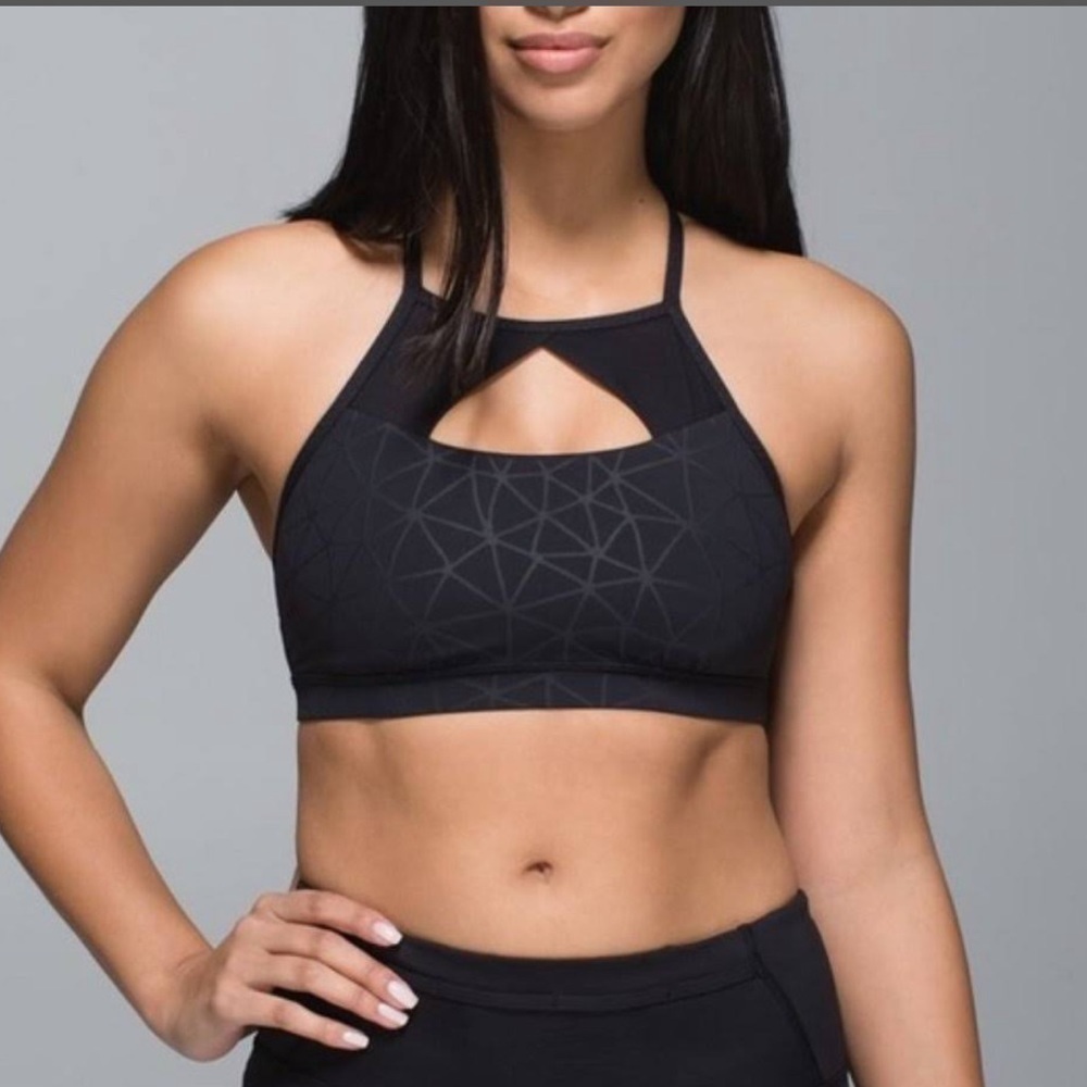 Lululemon Pedal Pace Bra Dream Catcher Embossed Black size 4